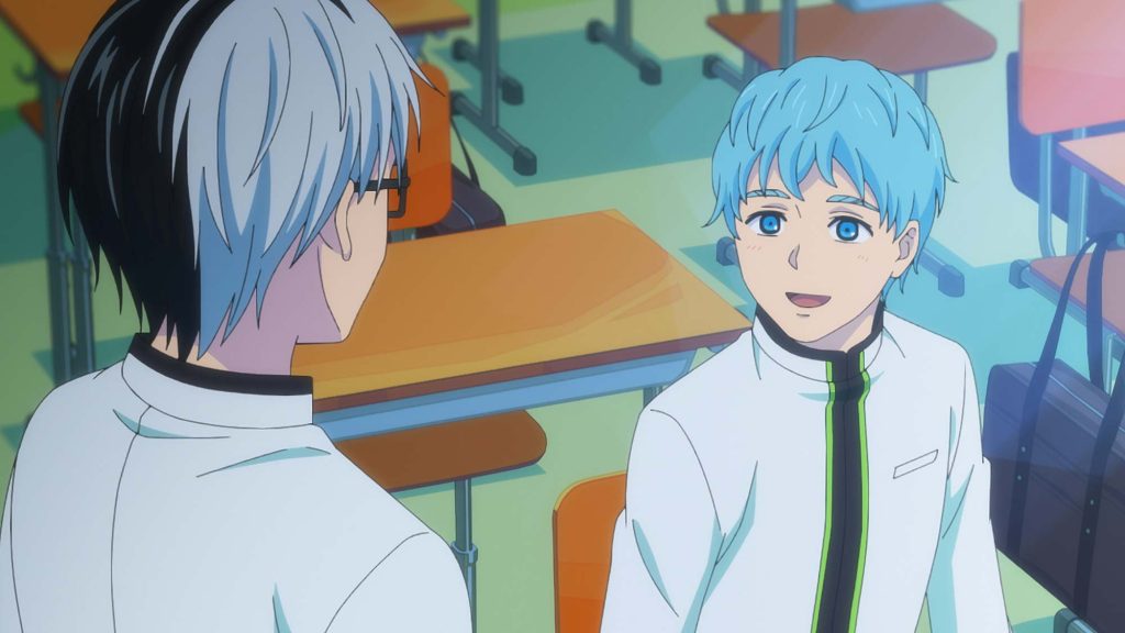 Juzo and Ryo talking about their school clubs in Kill Blue.