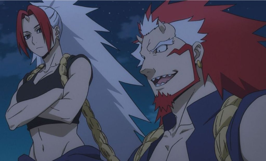 Left and Right talking to Yuru from  Daemons of the Shadow Realm. 