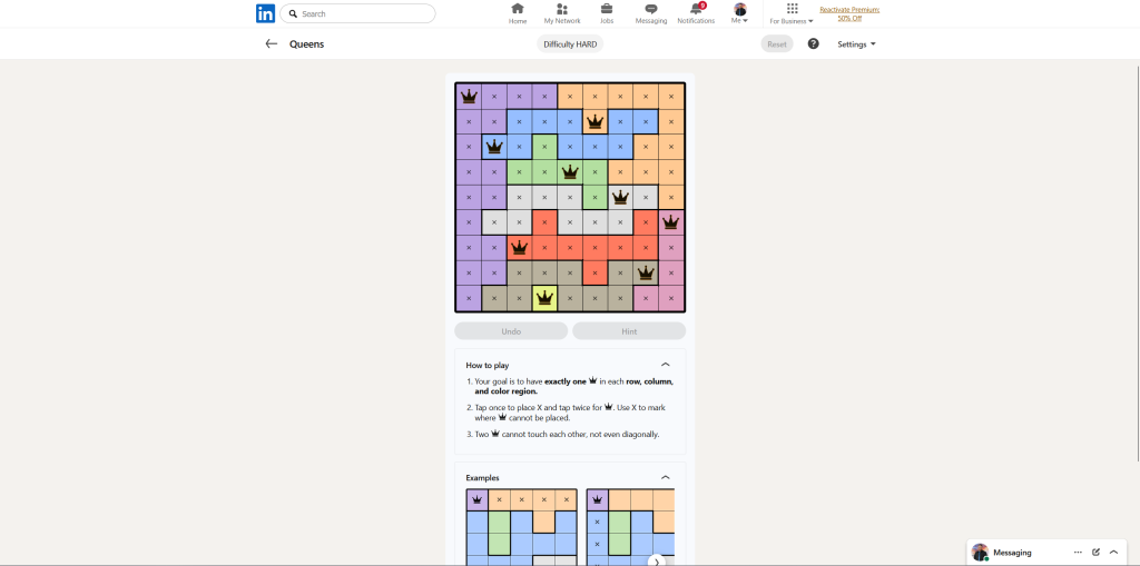 A screenshot of the daily LinkedIn Games.