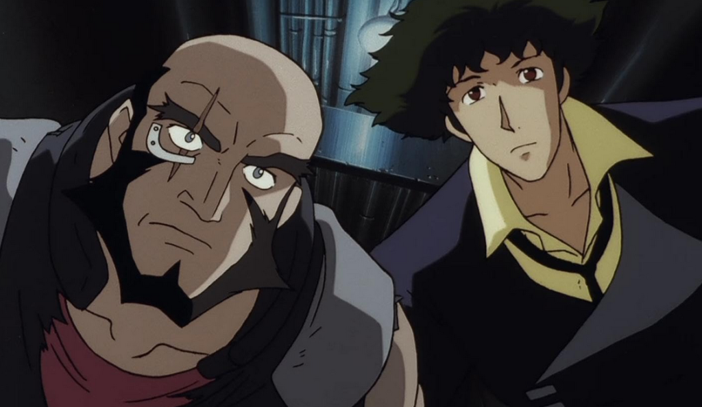 jet and spike looking at the mushrooms