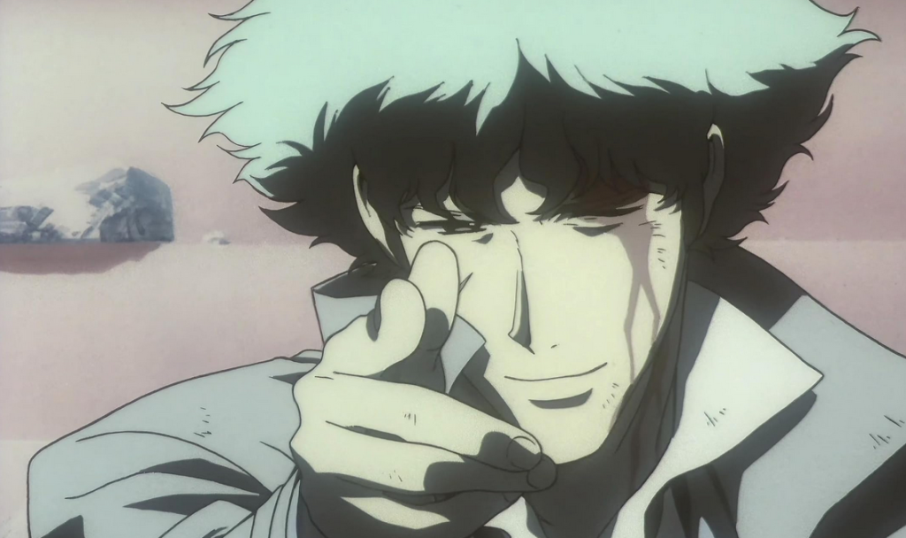 Spike pointing his finger like a gun