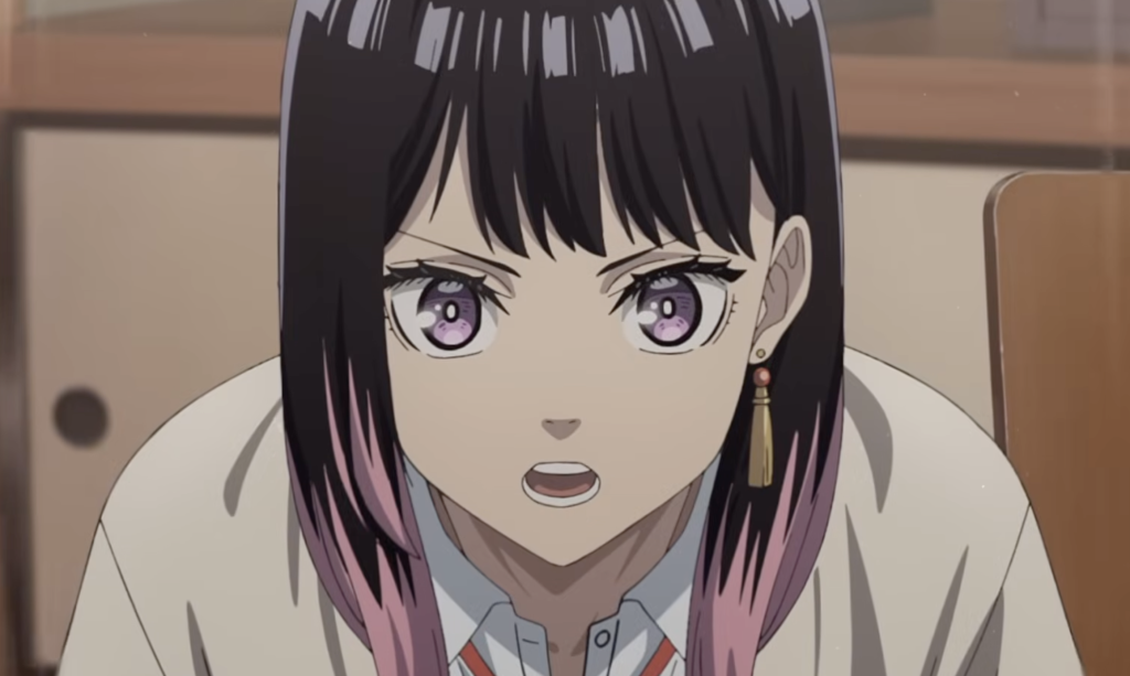 a close up shot of akane osaki expressing her wish to become a rakugo in akane-banashi anime