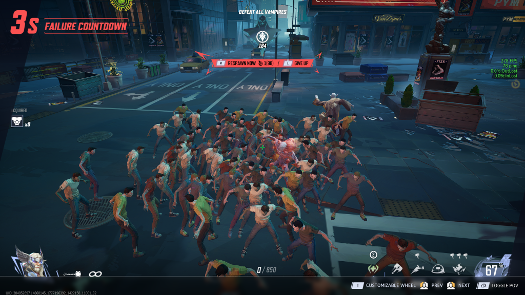 Marvel Rivals Blood Hunt death screen filled with vampire enemies.