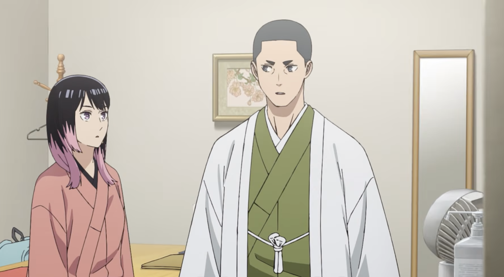 kyoji is giving instrcutions to akane about rakugo in akane-banashi