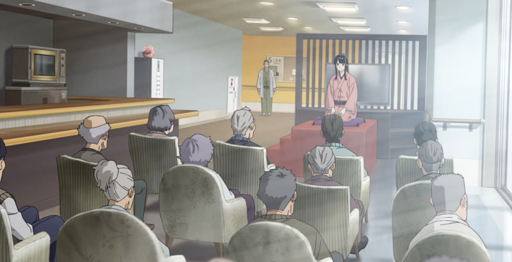 akane performing a rakugo play in akane banashi