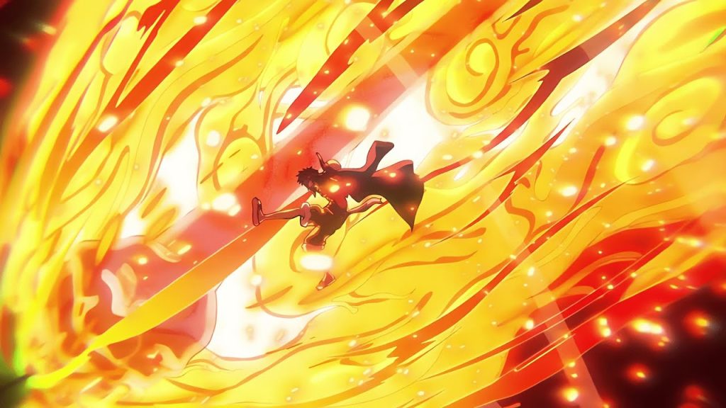 Luffy using red roc in one piece
