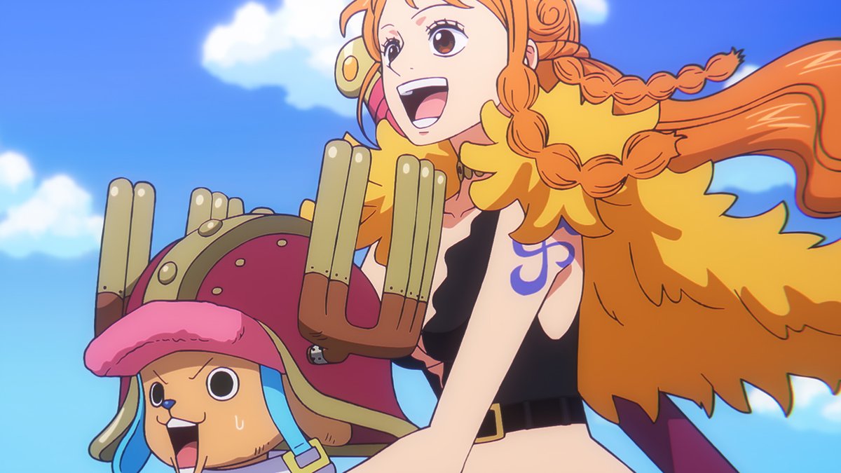 Nami and Chopper during the escape scene from One Piece Episode 1159. 