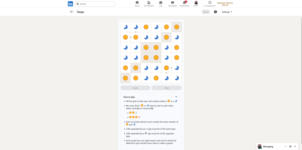 A screenshot of the daily LinkedIn Games.