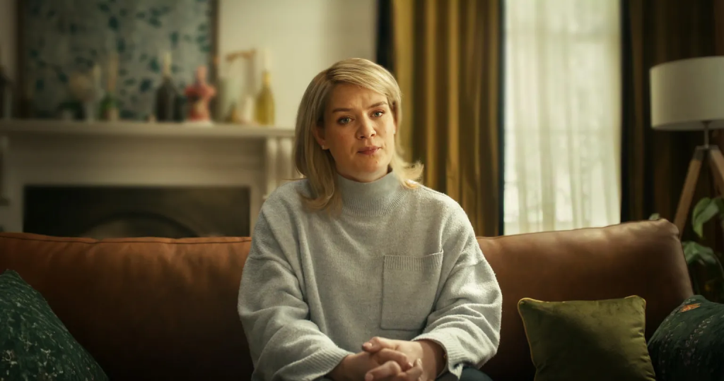 caroline muirhead talking to the camera