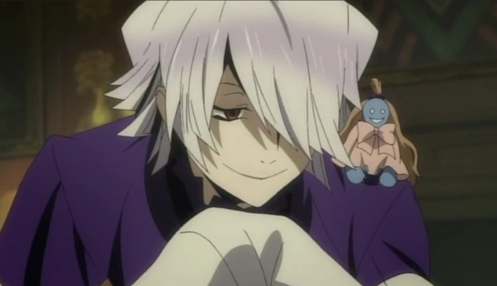 Xerxes is smiling while scheming in anime pandora hearts