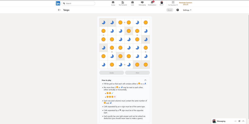 A screenshot of the daily LinkedIn Games.