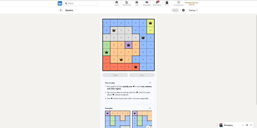 A screenshot of the daily LinkedIn Games.
