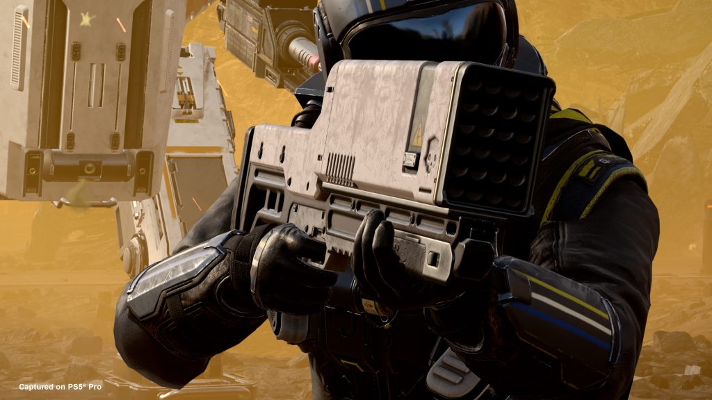 bullet storm from Exo Experts Warbond in  Helldivers 2