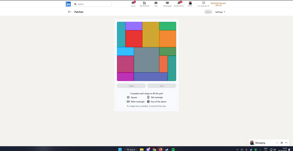 A screenshot of the daily LinkedIn Games.