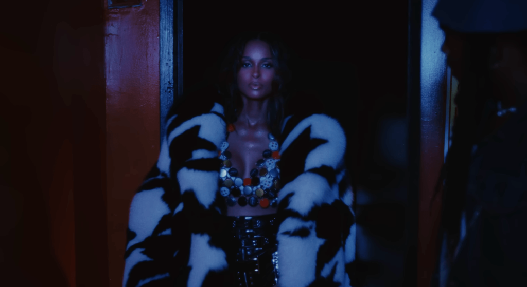 Ciara wearing an over-coat