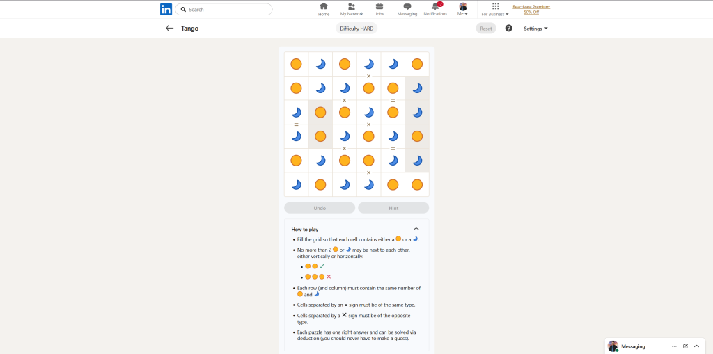 A screenshot of the daily LinkedIn Games.