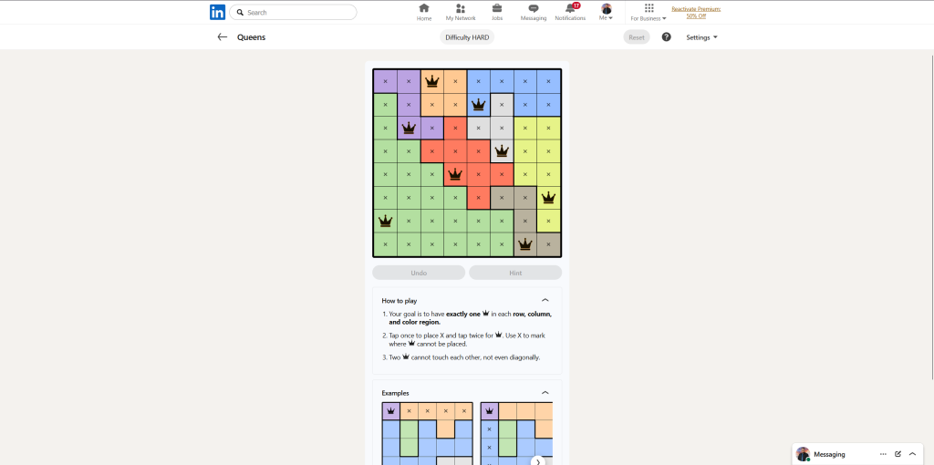 A screenshot of the daily LinkedIn Games.