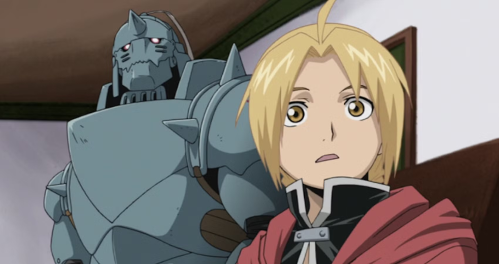Fullmetal Alchemist series follows Elric's journey to find the Philosopher's Stone to restore their bodies after a failed alchemy experiment. 
