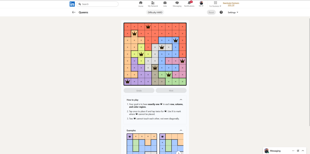A screenshot of the daily LinkedIn Games.