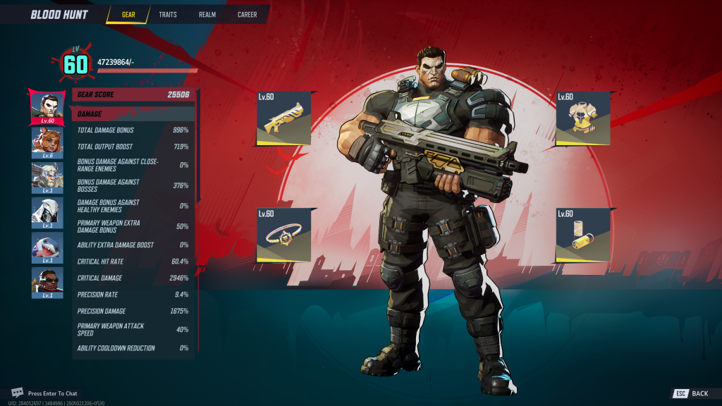 Marvel Rivals Blood Hunt screenshot showing the Gear menu for The Punisher.