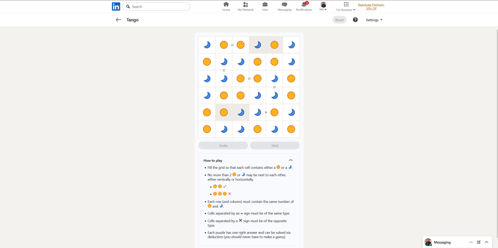 A screenshot of the daily LinkedIn Games.