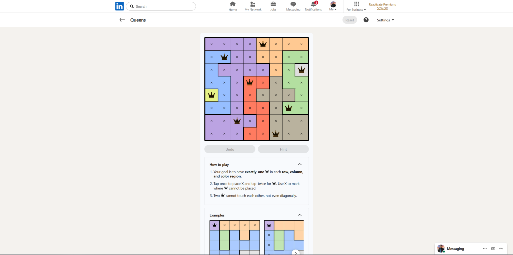 A screenshot of the daily LinkedIn Games.