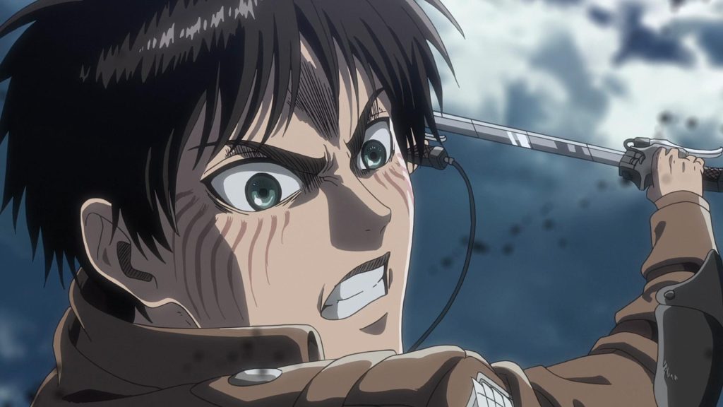 Eren attacking the colossal titan