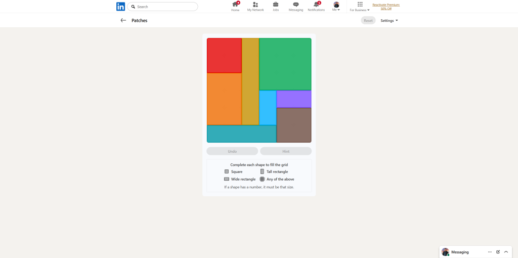 A screenshot of the daily LinkedIn Games.