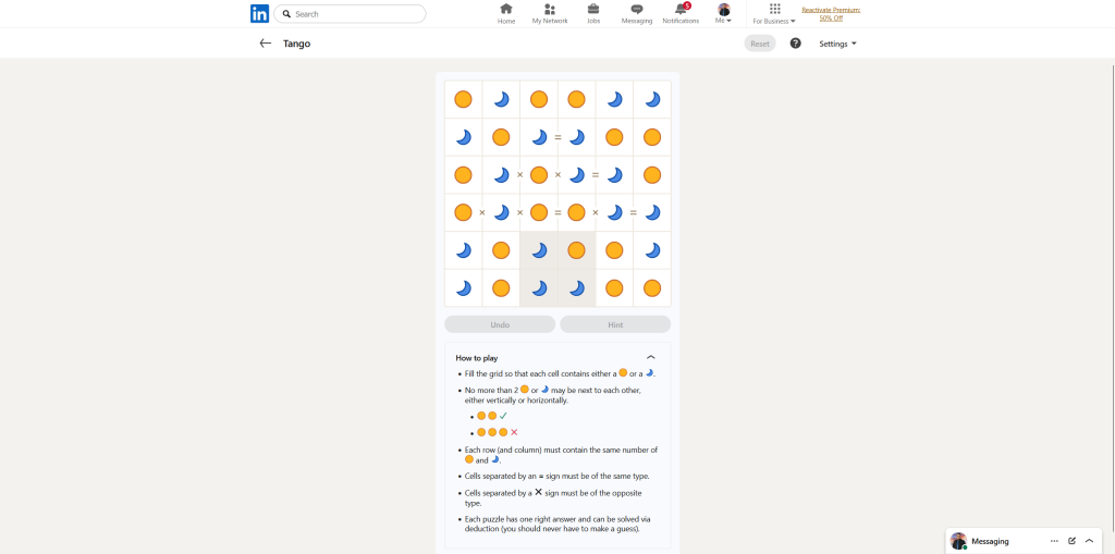 A screenshot of the daily LinkedIn Games.