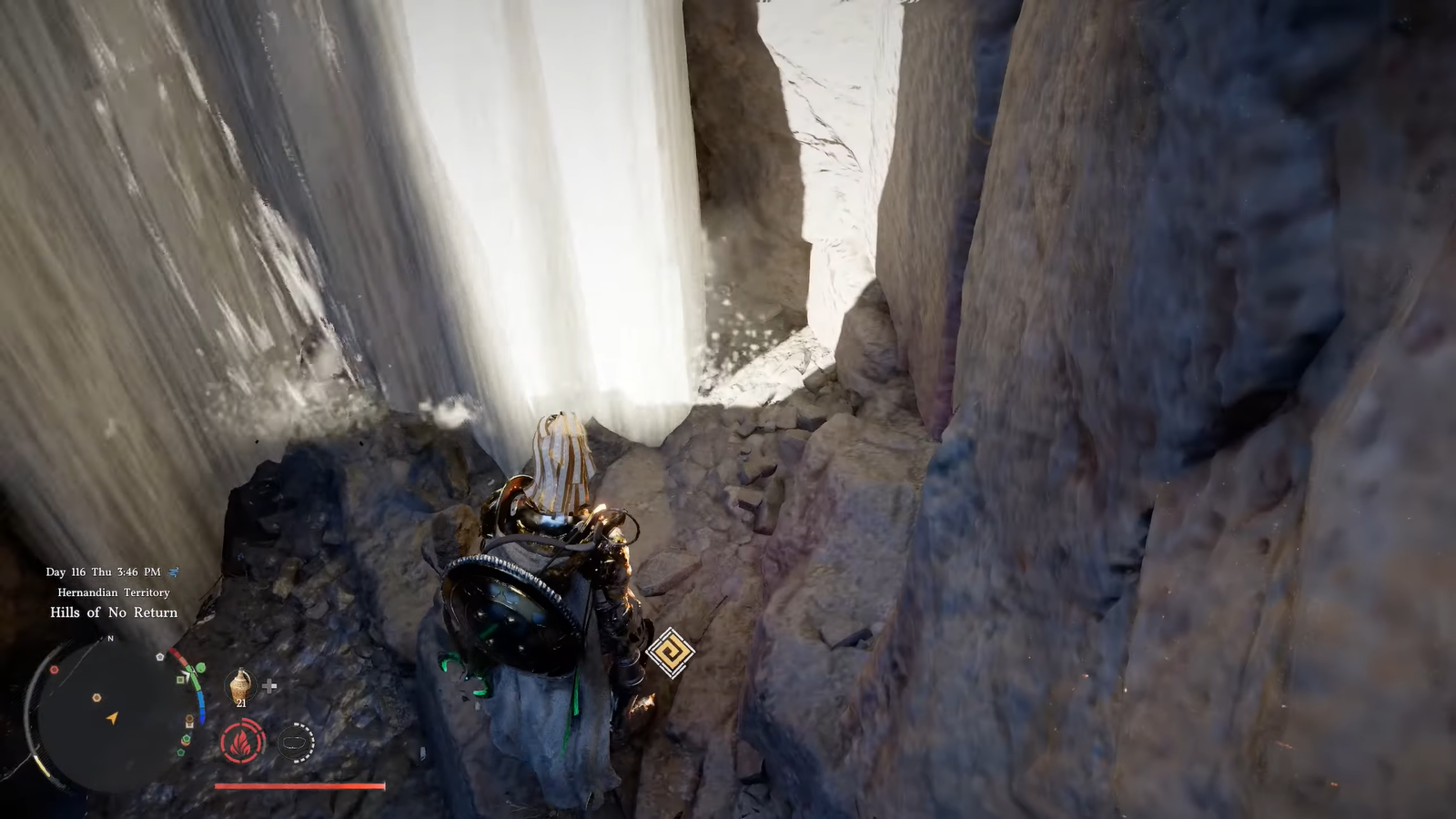 Twlight Grotto waterfall cave in Crimson Desert.