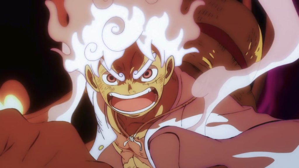 Monkey D Luffy in Gear 5 in One Piece anime. 