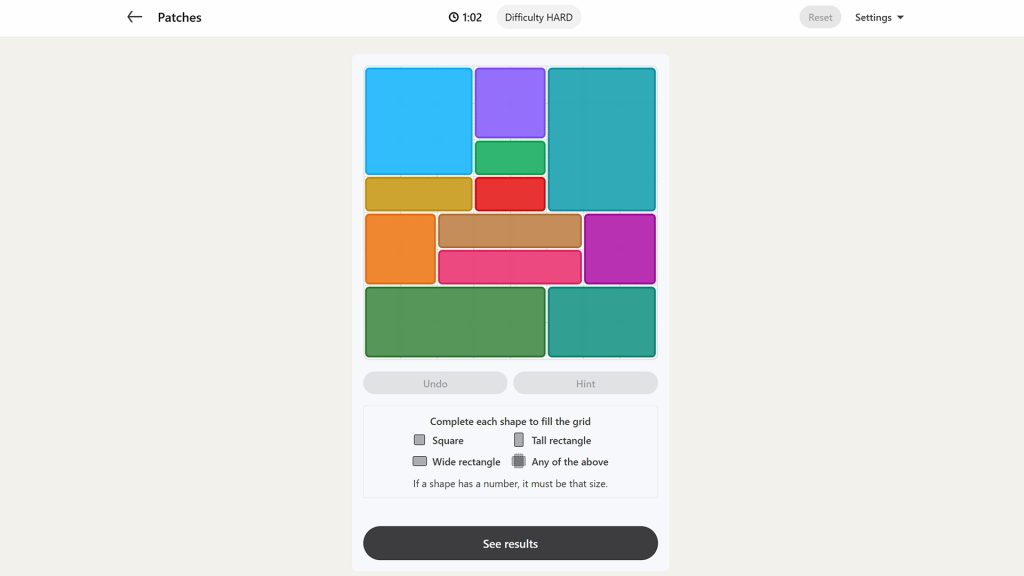 LinkedIn Games screenshot showing the solution for the daily Patches puzzle on May 9, 2026. 