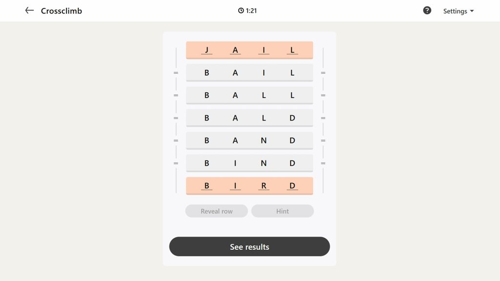 LinkedIn Games screenshot showing the solution for the daily Crossclimb puzzle on May 9, 2026. 