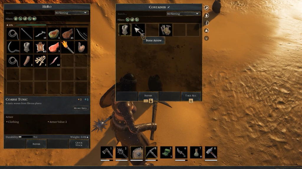 Collecting Bone Arrows in Conan Exiles.