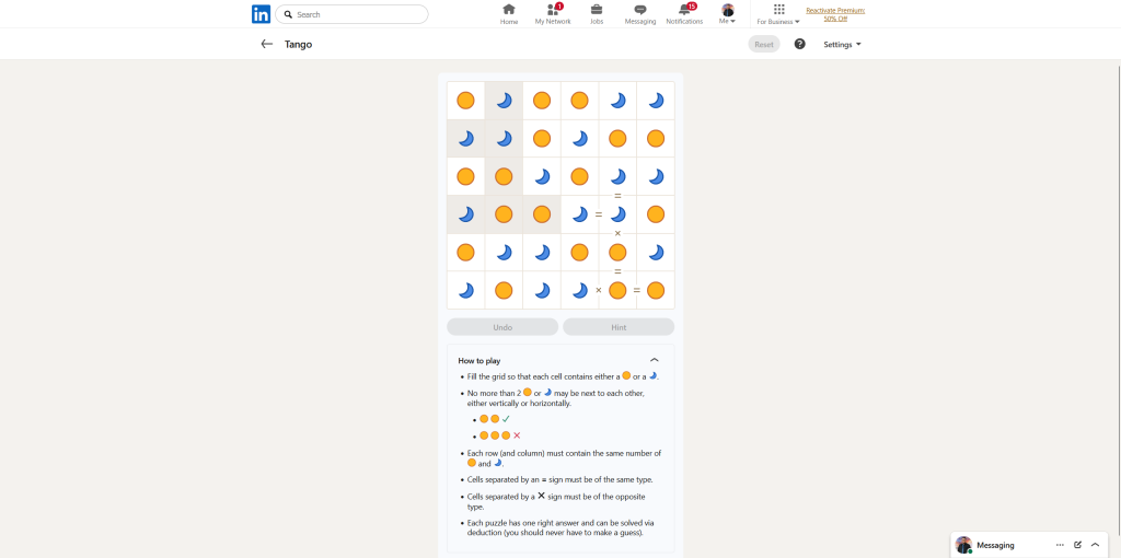 A screenshot of the daily LinkedIn Games.