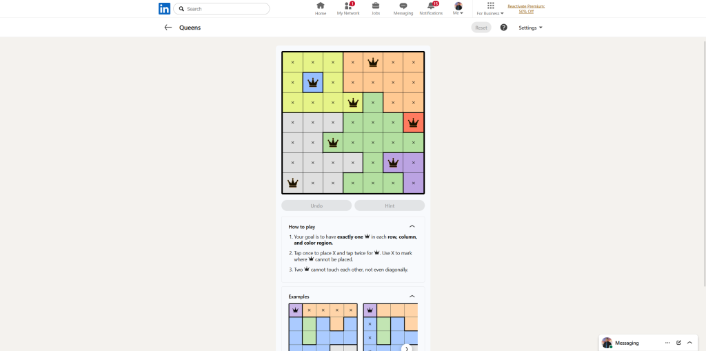 A screenshot of the daily LinkedIn Games.
