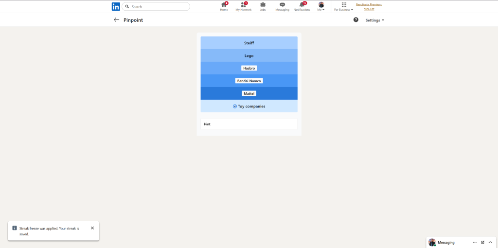 A screenshot of the daily LinkedIn Games.