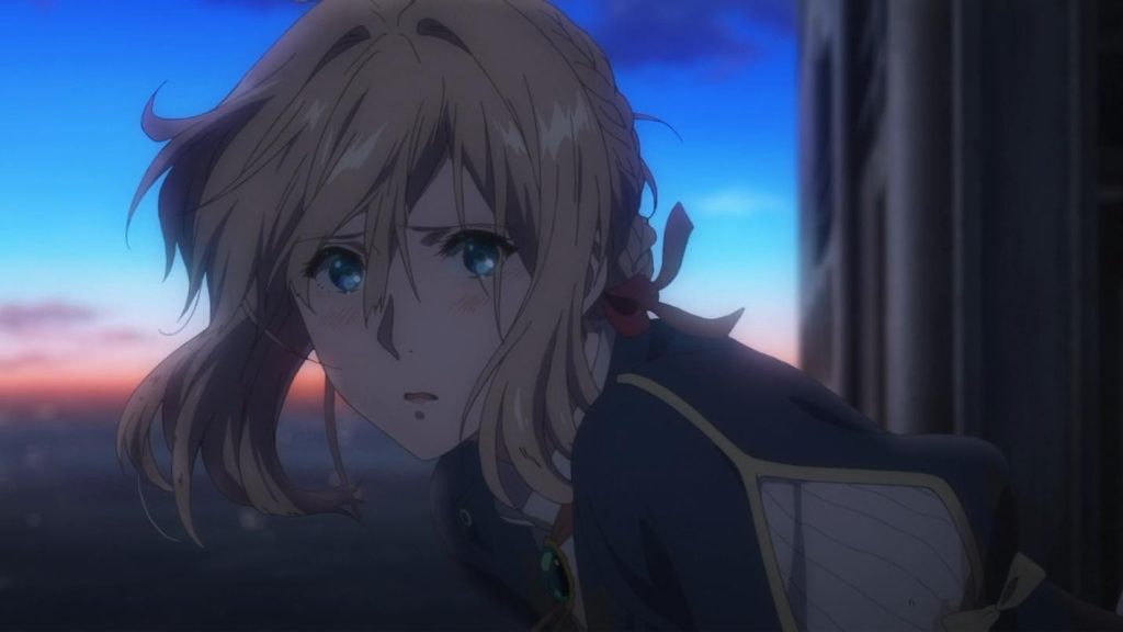 Violet looking out of the ship in violet evergarden movie