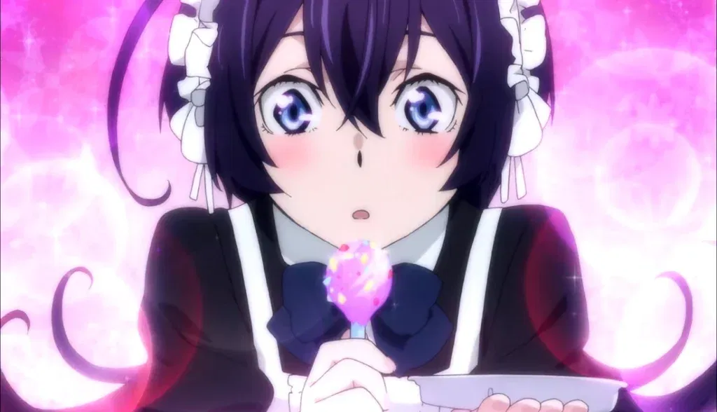 Kyoko looking at a candy