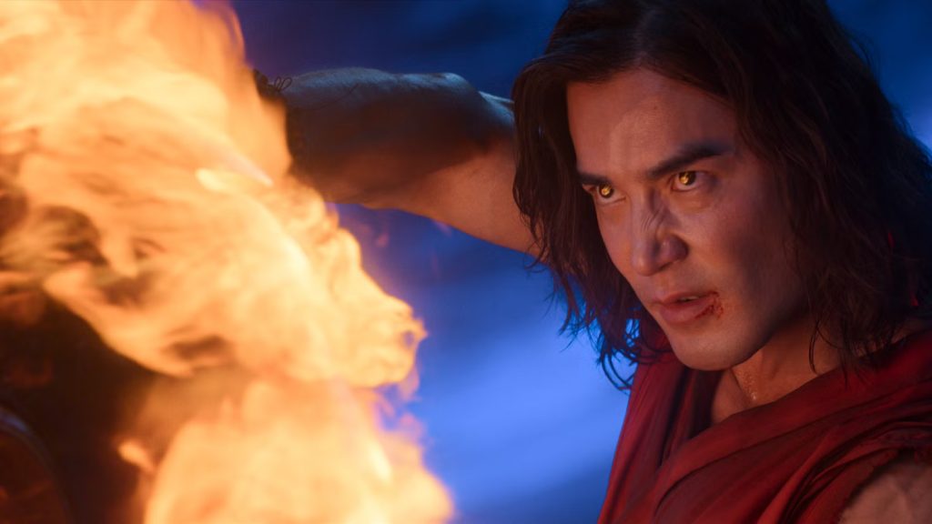 Liu Kang uses firepower