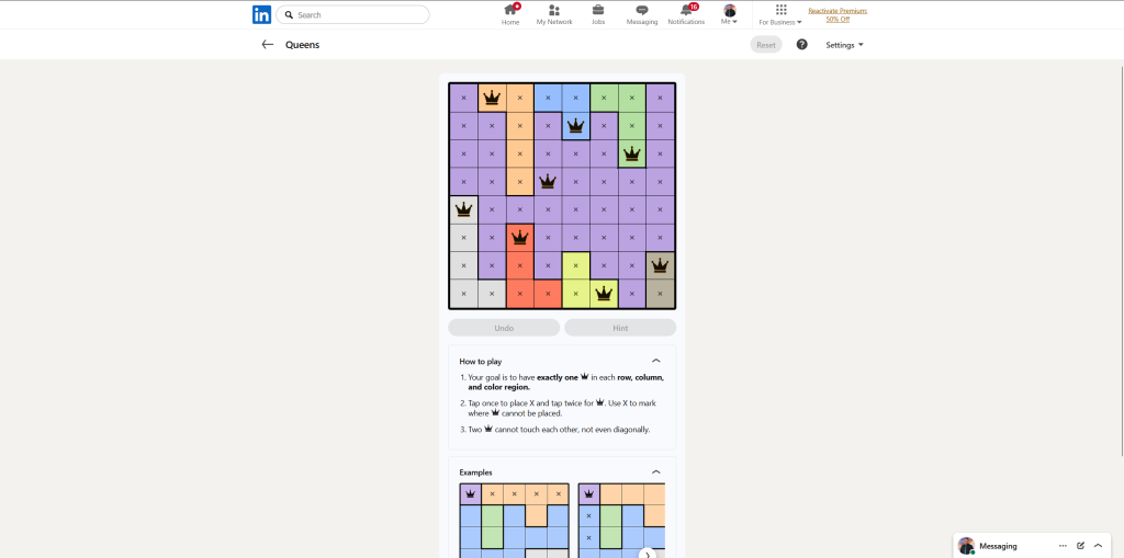 A screenshot of the daily LinkedIn Games.