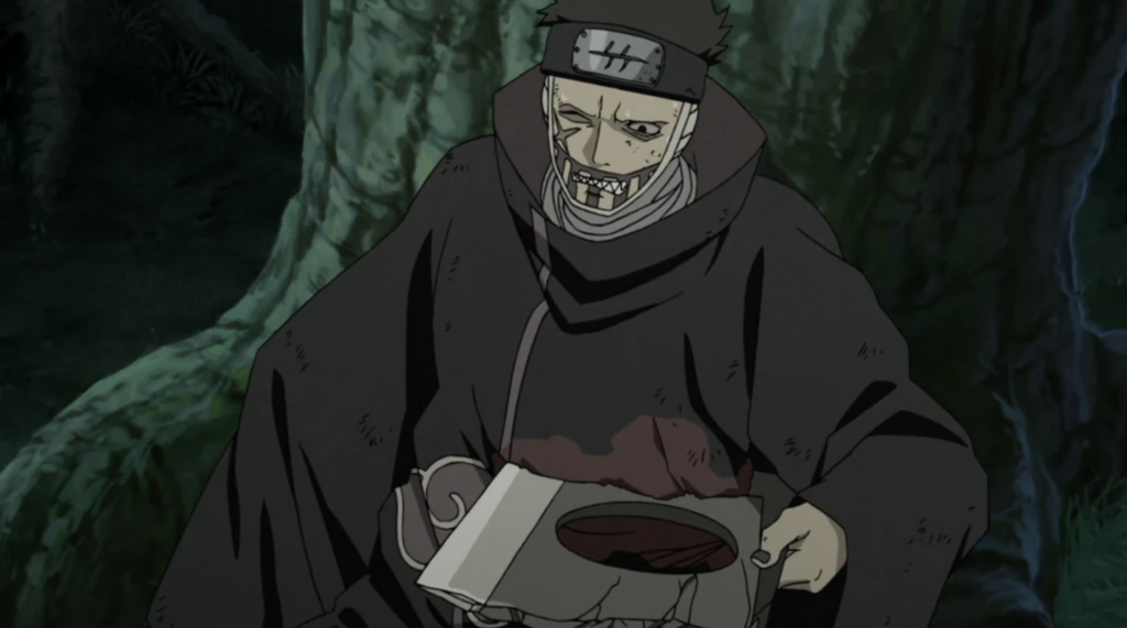 An image of Juzo's injury after attempting to deflect Yagura's tailed-beast ball.