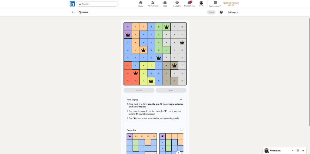 A screenshot of the daily LinkedIn Games.