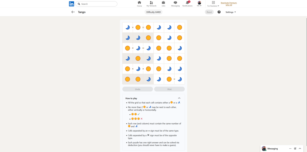 linkedin games tango 13