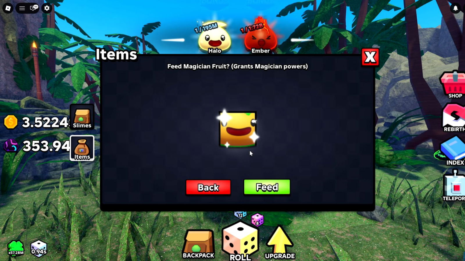 Feeding Power Fruit in Slime RNG