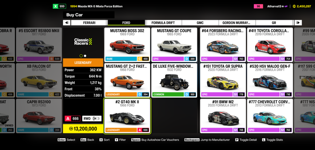An in-game screenshot from Forza Horizon 6.
