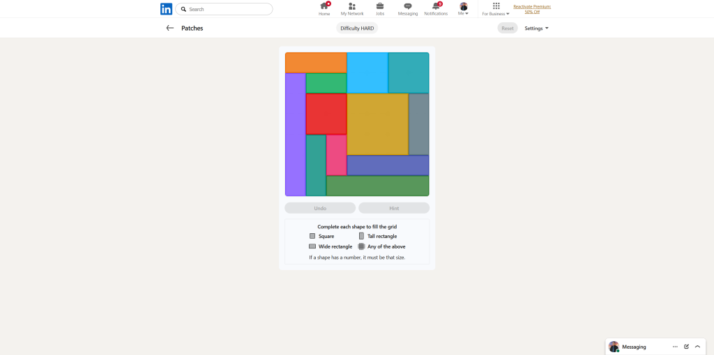 A screenshot of the daily LinkedIn Games puzzle.
