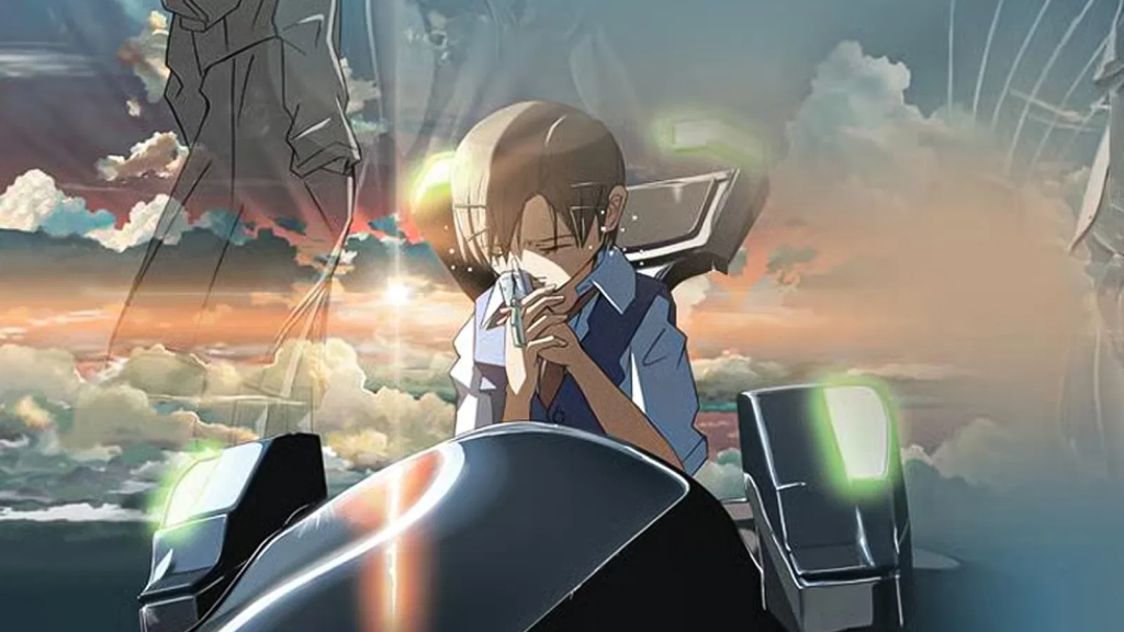 Mikako, a teenage girl sent into space to fight aliens, and Noboru, the boy she loves, who is left behind on Earth.