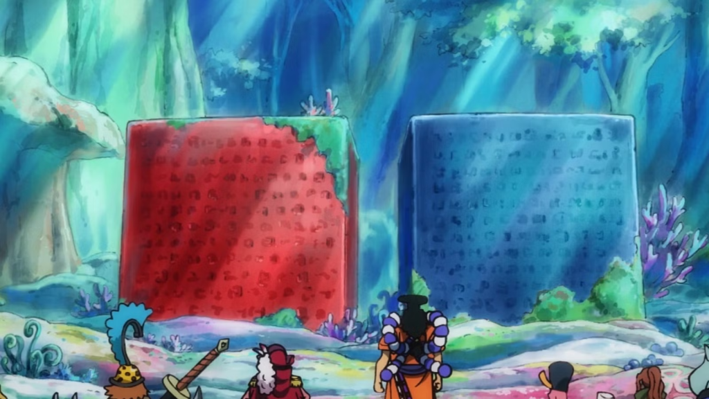 Fishman Island, where the historical Poneglyph was located next to Joy Boy's apology message.