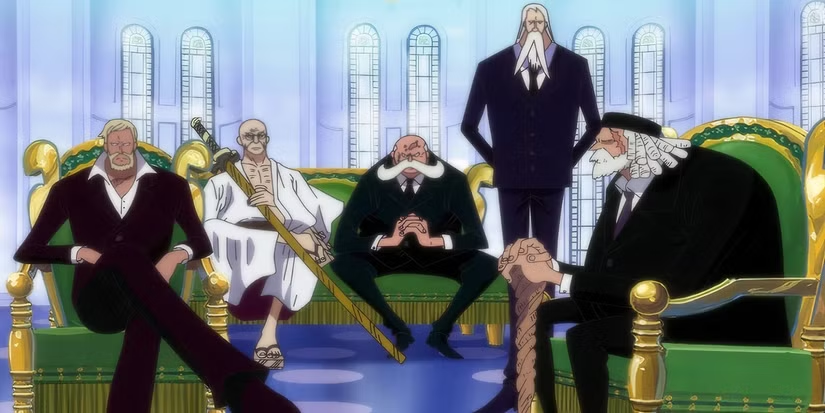 Five Elders (Gorosei), the highest-ranking Celestial Dragons and the heads of the World Government in the anime One Piece.